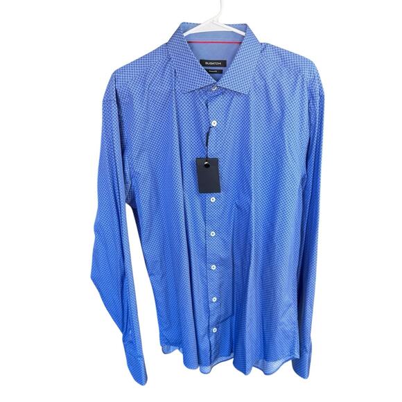 Bugatchi Shaped Fit Shirt Mens 2XL XXL Blue Paisley Career Preppy NWT $179 - Picture 1 of 7